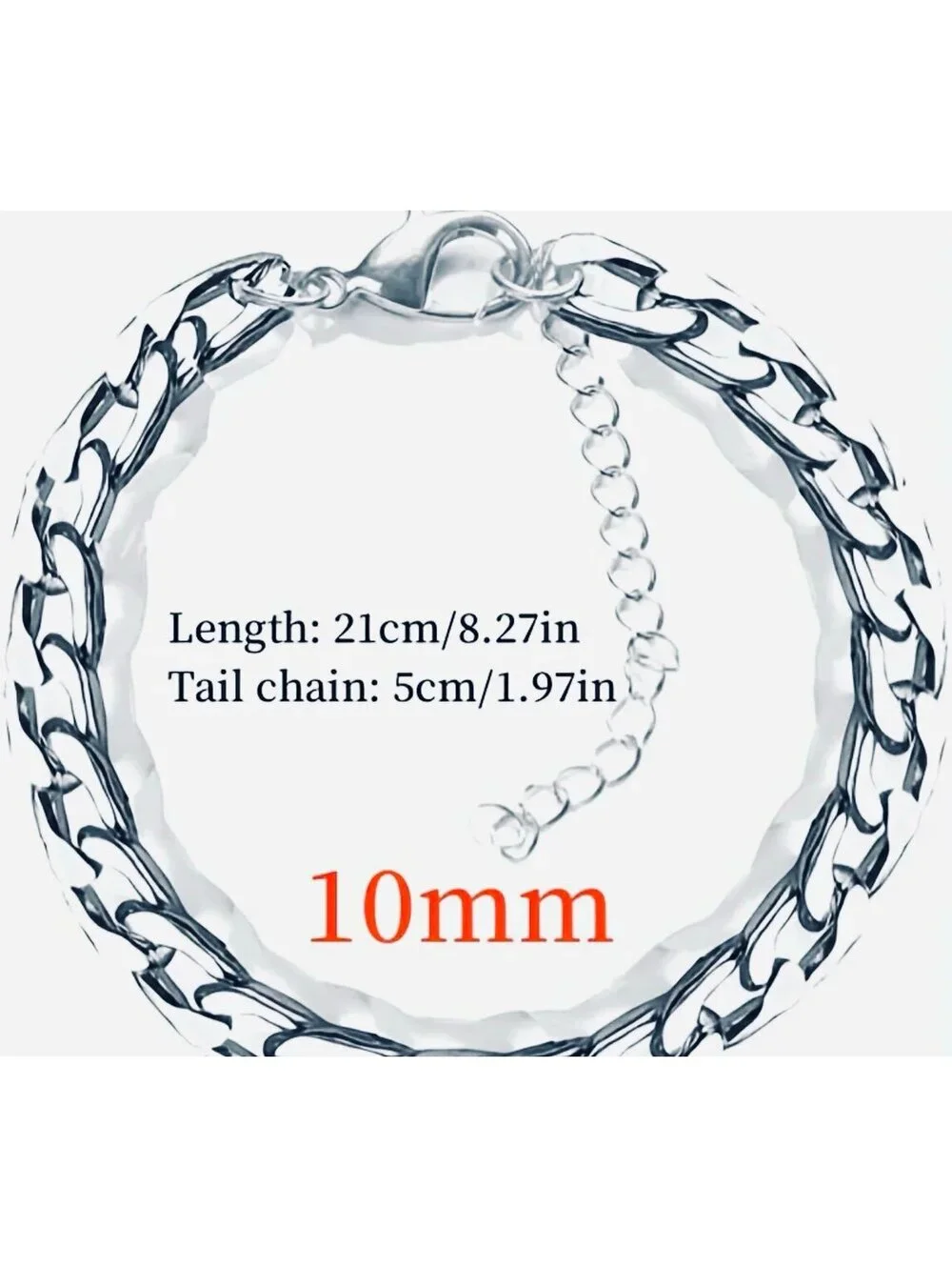 New - Stainless Steel - 10mm Titanium Link Bracelet